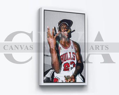 Michael Jordan Cigar Canvas Wall Art