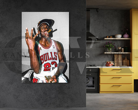 Michael Jordan Cigar Canvas Wall Art
