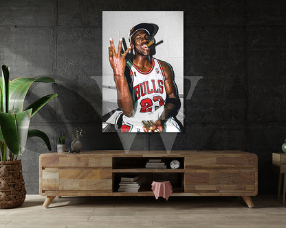 Michael Jordan Cigar Canvas Wall Art