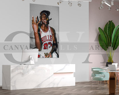 Michael Jordan Cigar Canvas Wall Art