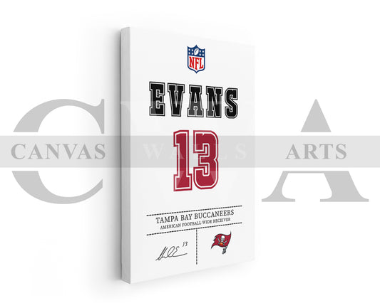 Mike Evans Jersey Canvas Wall Art NFL Jersey Poster Print Sports Canvas Print