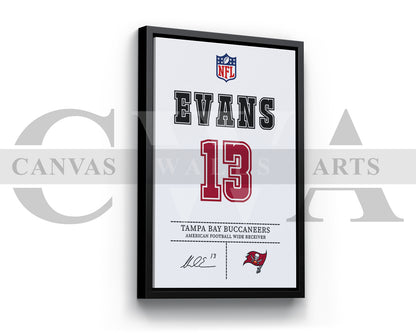 Mike Evans Jersey Canvas Wall Art NFL Jersey Poster Print Sports Canvas Print