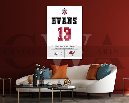 Mike Evans Jersey Canvas Wall Art NFL Jersey Poster Print Sports Canvas Print