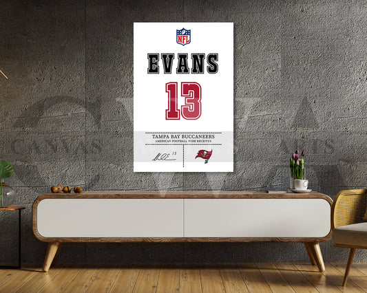 Mike Evans Jersey Canvas Wall Art NFL Jersey Poster Print Sports Canvas Print