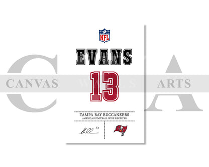 Mike Evans Jersey Canvas Wall Art NFL Jersey Poster Print Sports Canvas Print
