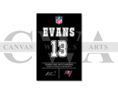 Mike Evans Jersey Canvas Wall Art NFL Jersey Poster Print American Sports Canvas Print