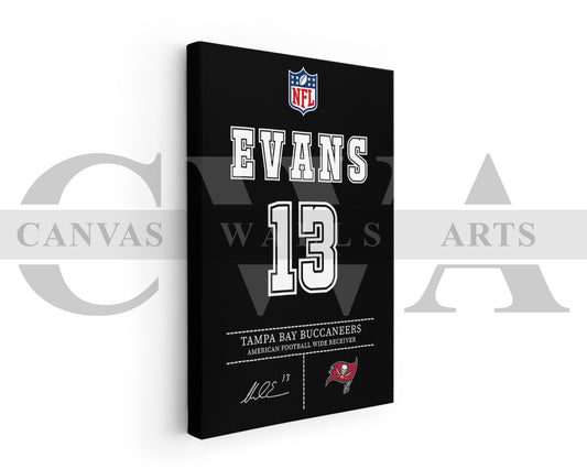 Mike Evans Jersey Canvas Wall Art NFL Jersey Poster Print American Sports Canvas Print