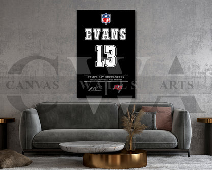 Mike Evans Jersey Canvas Wall Art NFL Jersey Poster Print American Sports Canvas Print