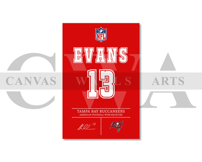 Mike Evans Jersey Canvas Wall Art NFL Jersey Poster Print Sports Canvas Frame Ready To Hang