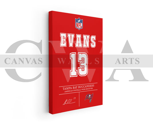 Mike Evans Jersey Canvas Wall Art NFL Jersey Poster Print Sports Canvas Frame Ready To Hang