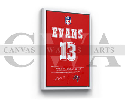 Mike Evans Jersey Canvas Wall Art NFL Jersey Poster Print Sports Canvas Frame Ready To Hang