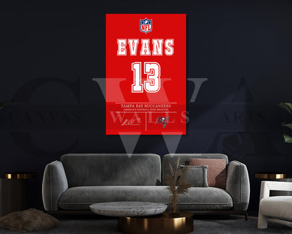 Mike Evans Jersey Canvas Wall Art NFL Jersey Poster Print Sports Canvas Frame Ready To Hang