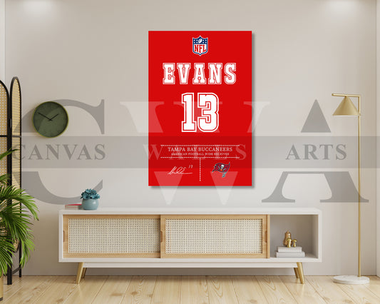 Mike Evans Jersey Canvas Wall Art NFL Jersey Poster Print Sports Canvas Frame Ready To Hang