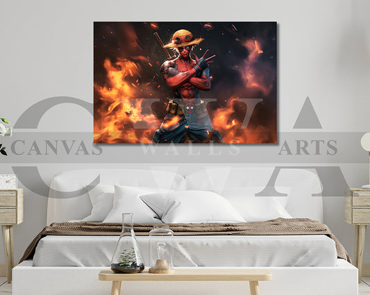 Monkey Di Luffy X Deadpool Canvas Wall Art