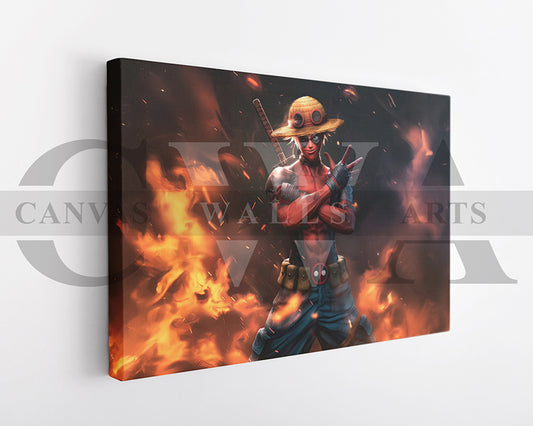 Monkey Di Luffy X Deadpool Canvas Wall Art