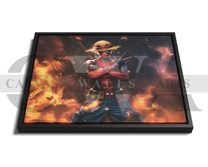 Monkey Di Luffy X Deadpool Canvas Wall Art