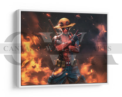 Monkey Di Luffy X Deadpool Canvas Wall Art