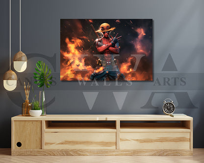 Monkey Di Luffy X Deadpool Canvas Wall Art