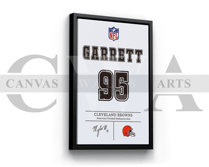 Myles Garrett Jersey Canvas Wall Art NFL Jersey Poster Print Canvas Frame Ready To Hang