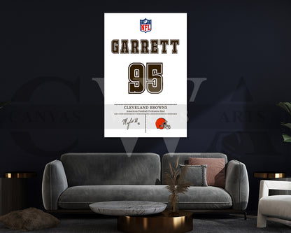 Myles Garrett Jersey Canvas Wall Art NFL Jersey Poster Print Canvas Frame Ready To Hang