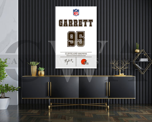Myles Garrett Jersey Canvas Wall Art NFL Jersey Poster Print Canvas Frame Ready To Hang