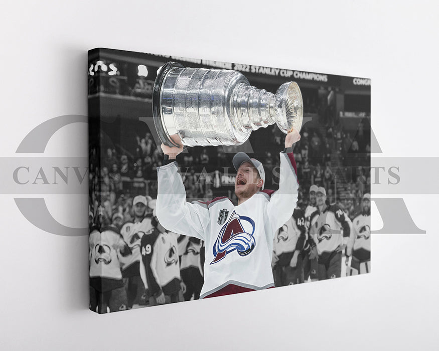 Nathan MacKinnon Black & White Canvas Art Ice hockey Canvas Wall Art