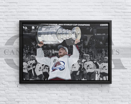 Nathan MacKinnon Black & White Canvas Art Ice hockey Canvas Wall Art
