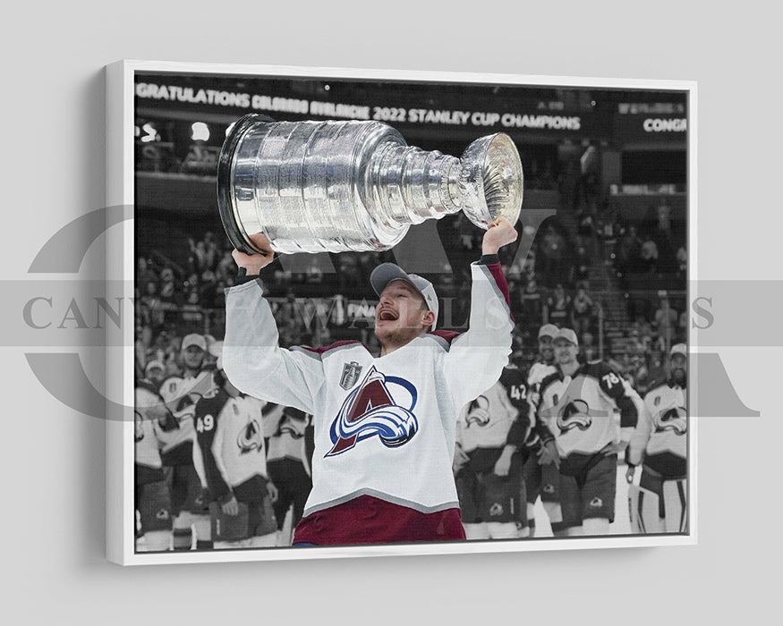 Nathan MacKinnon Black & White Canvas Art Ice hockey Canvas Wall Art