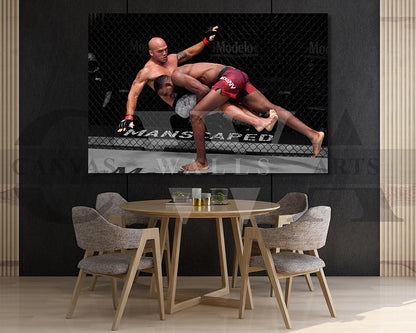 Neil Magny Black & White Canvas Art MMA Canvas Wall Art