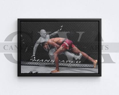 Neil Magny Black & White Canvas Art MMA Canvas Wall Art