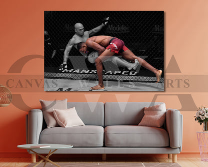 Neil Magny Black & White Canvas Art MMA Canvas Wall Art