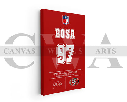 Nick Bosa Jersey Canvas Wall Art NFL Jersey Poster Print Canvas Frame Ready To Hang