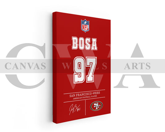 Nick Bosa Jersey Canvas Wall Art NFL Jersey Poster Print Canvas Frame Ready To Hang