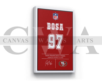 Nick Bosa Jersey Canvas Wall Art NFL Jersey Poster Print Canvas Frame Ready To Hang