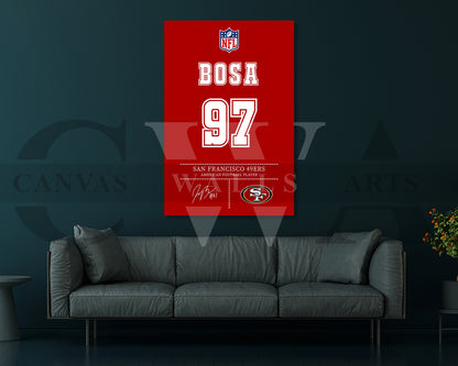 Nick Bosa Jersey Canvas Wall Art NFL Jersey Poster Print Canvas Frame Ready To Hang