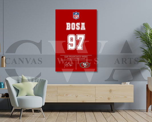 Nick Bosa Jersey Canvas Wall Art NFL Jersey Poster Print Canvas Frame Ready To Hang