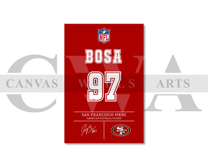 Nick Bosa Jersey Canvas Wall Art NFL Jersey Poster Print Canvas Frame Ready To Hang