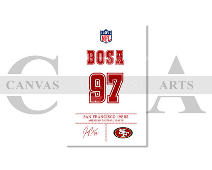 Nick Bosa Jersey Canvas Wall Art NFL Jersey Poster Print American Football Canvas Print