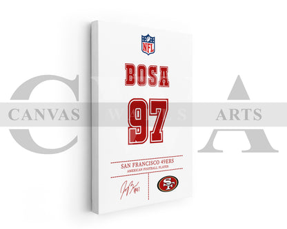 Nick Bosa Jersey Canvas Wall Art NFL Jersey Poster Print American Football Canvas Print