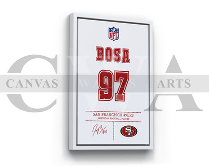 Nick Bosa Jersey Canvas Wall Art NFL Jersey Poster Print American Football Canvas Print
