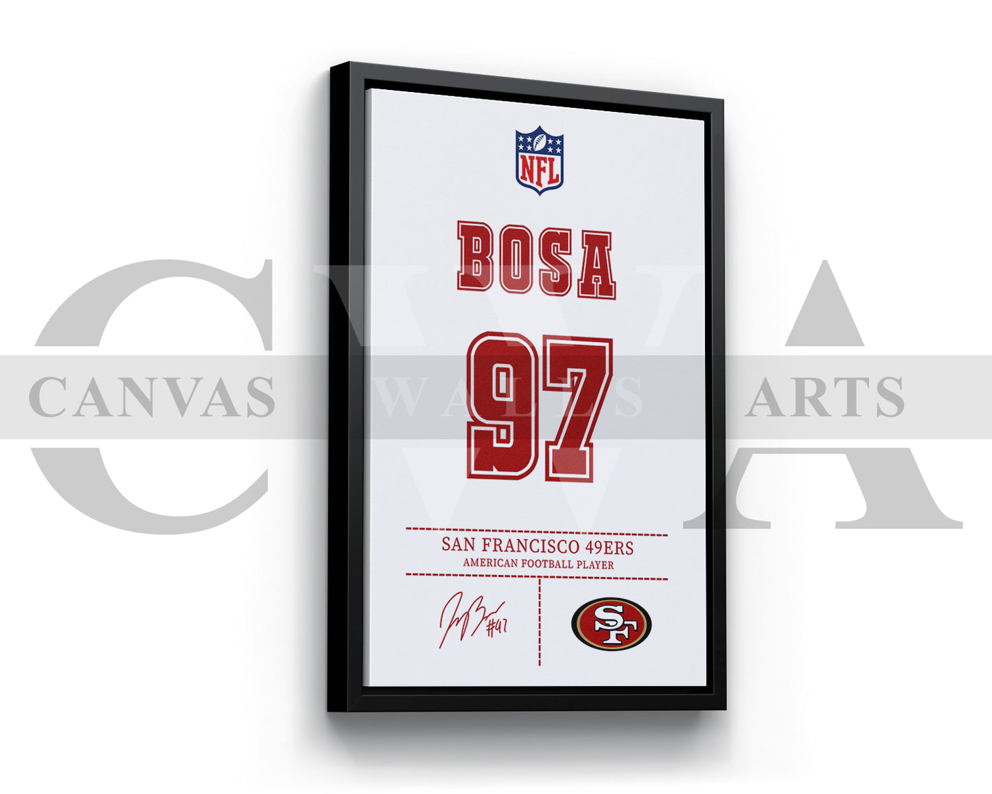 Nick Bosa Jersey Canvas Wall Art NFL Jersey Poster Print American Football Canvas Print