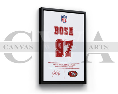 Nick Bosa Jersey Canvas Wall Art NFL Jersey Poster Print American Football Canvas Print