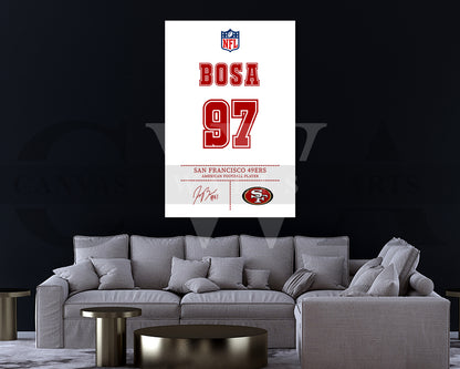 Nick Bosa Jersey Canvas Wall Art NFL Jersey Poster Print American Football Canvas Print