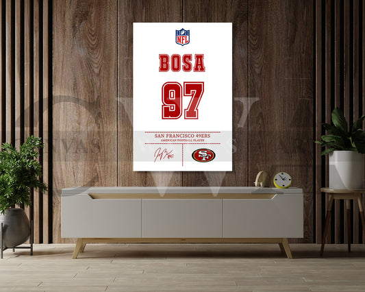 Nick Bosa Jersey Canvas Wall Art NFL Jersey Poster Print American Football Canvas Print