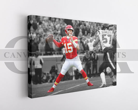 Patrick Mahomes Black & White Canvas Art American Football Canvas Wall Art