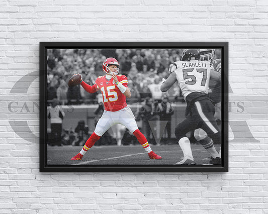Patrick Mahomes Black & White Canvas Art American Football Canvas Wall Art