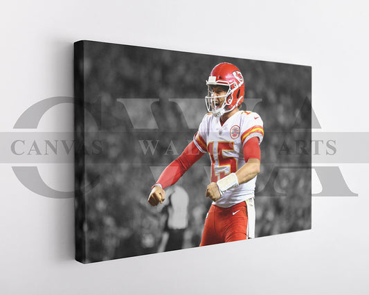 Patrick Mahomes Black & White Canvas Art American Football Canvas Wall Art