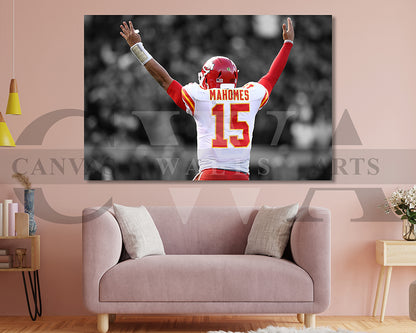 Patrick Mahomes Black & White Canvas Art American Football Canvas Wall Art