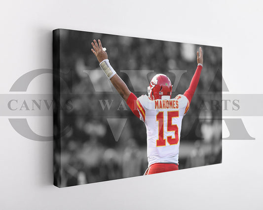 Patrick Mahomes Black & White Canvas Art American Football Canvas Wall Art