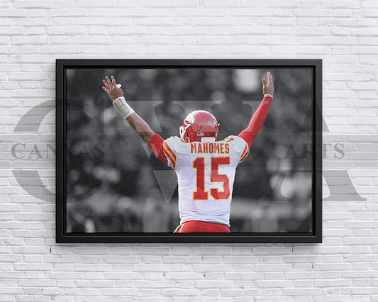 Patrick Mahomes Black & White Canvas Art American Football Canvas Wall Art